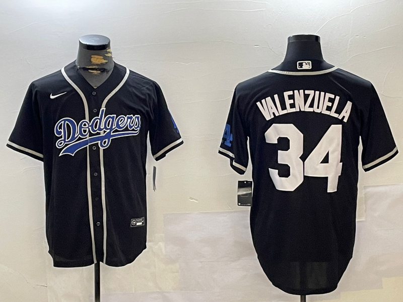 Los Angeles Dodgers #34 Fernando Valenzuela Black Authentic Collection Stitched MLB Jersey