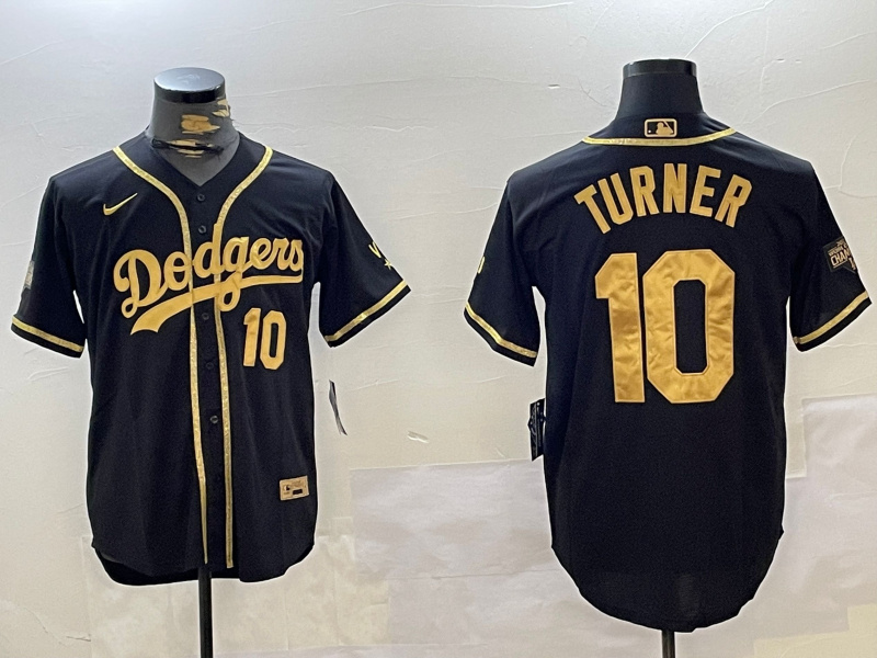 Dodgers #10 Justin Turner Black Cool Base Stitched MLB Jersey