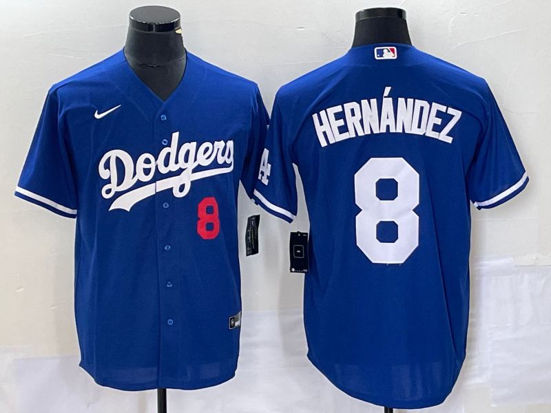 Men's Los Angeles Dodgers #8 Enrique Hernández Blue Cool Base Stitched Jersey