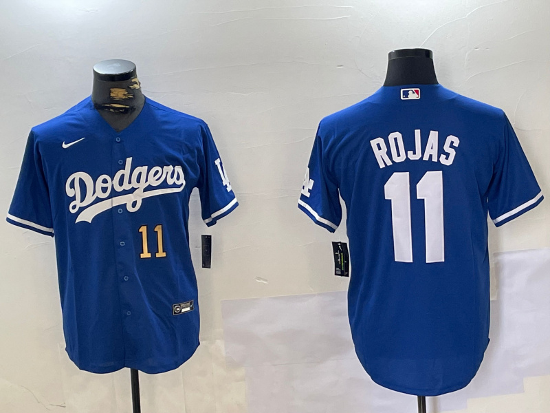 Men's Los Angeles Dodgers #11 Miguel Rojas Royal Cool Base Stitched Baseball Jersey 5