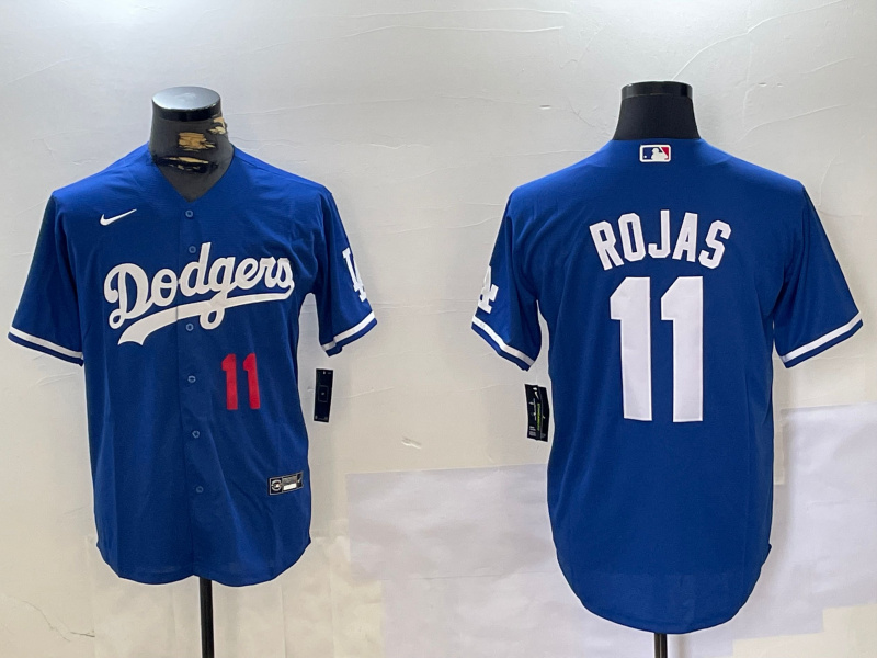 Men's Los Angeles Dodgers #11 Miguel Rojas Royal Cool Base Stitched Baseball Jersey 1