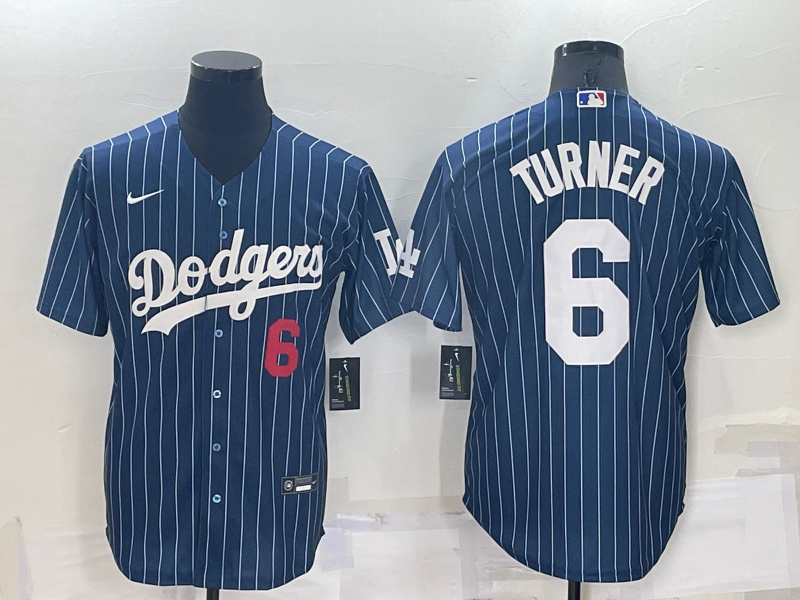 Men's Los Angeles Dodgers #6 Black Cool Base Stitched Baseball Jersey