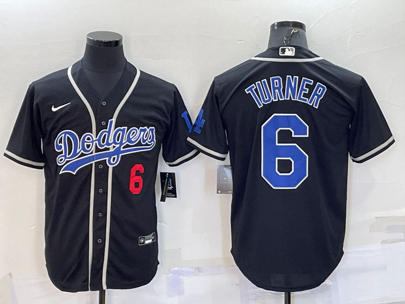 Men's Los Angeles Dodgers Black Cool Base Stitched Baseball Jersey