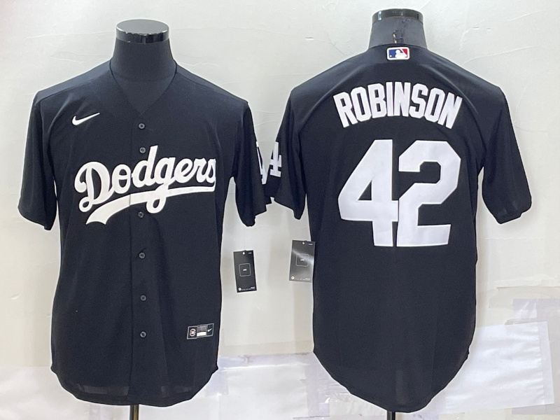 Men's Los Angeles Dodgers #42 Jackie Robinson Black Cool Base Stitched Jerseys