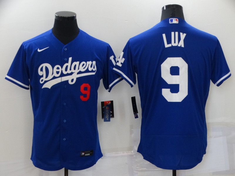 Men's Los Angeles Dodgers #9 Gavin Lux Royal Flex Base Stitched Jersey