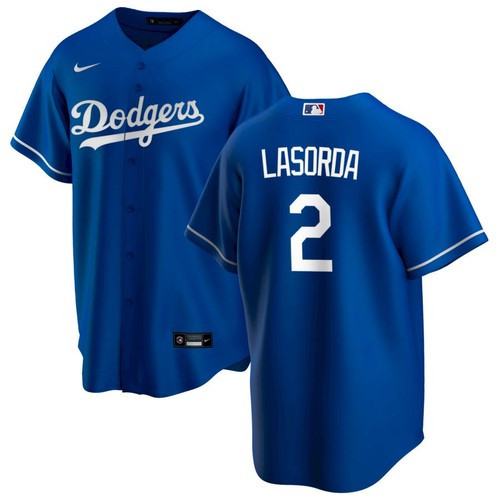 Men's LA Dodgers #2 Tommy Lasorda Blue Cool Base Jersey