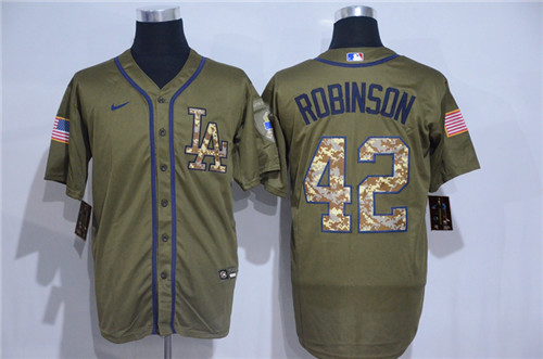 Dodgers 42 Jackie Robinson Olive 2020 Nike Cool Base Jersey