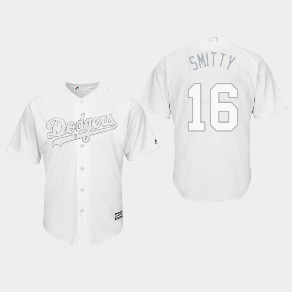 Men's Los Angeles Dodgers Will Smith #16 White 2019 Players' Weekend Smitty Jersey