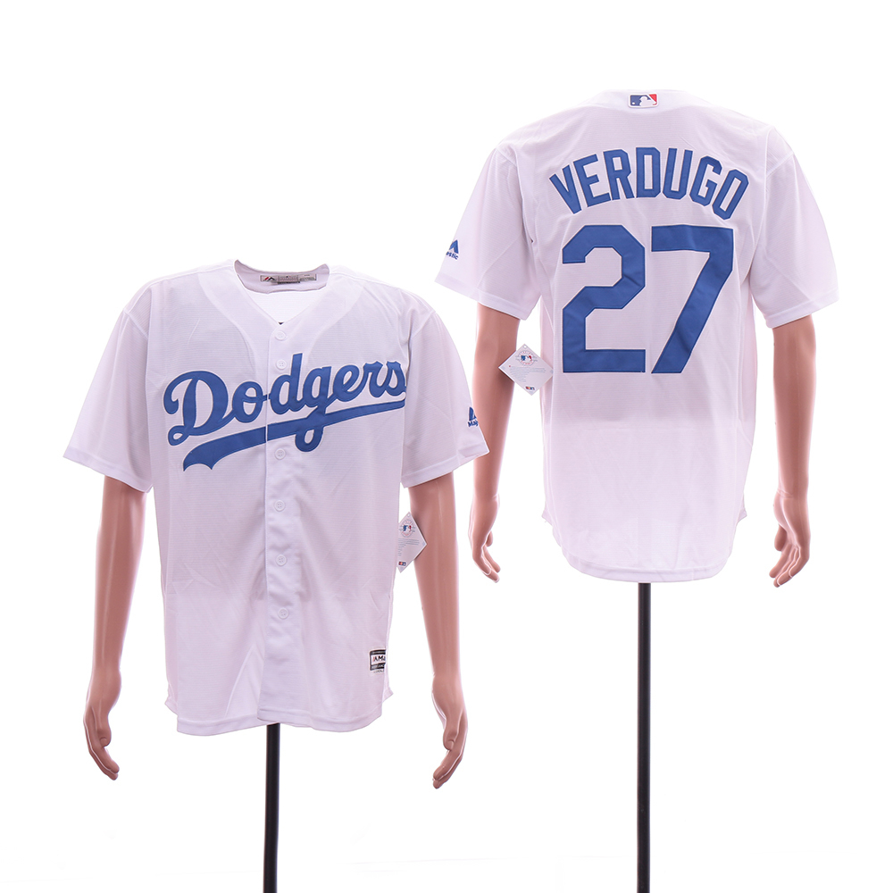 Dodgers 27 Alex Verdugo White Cool Base Jersey