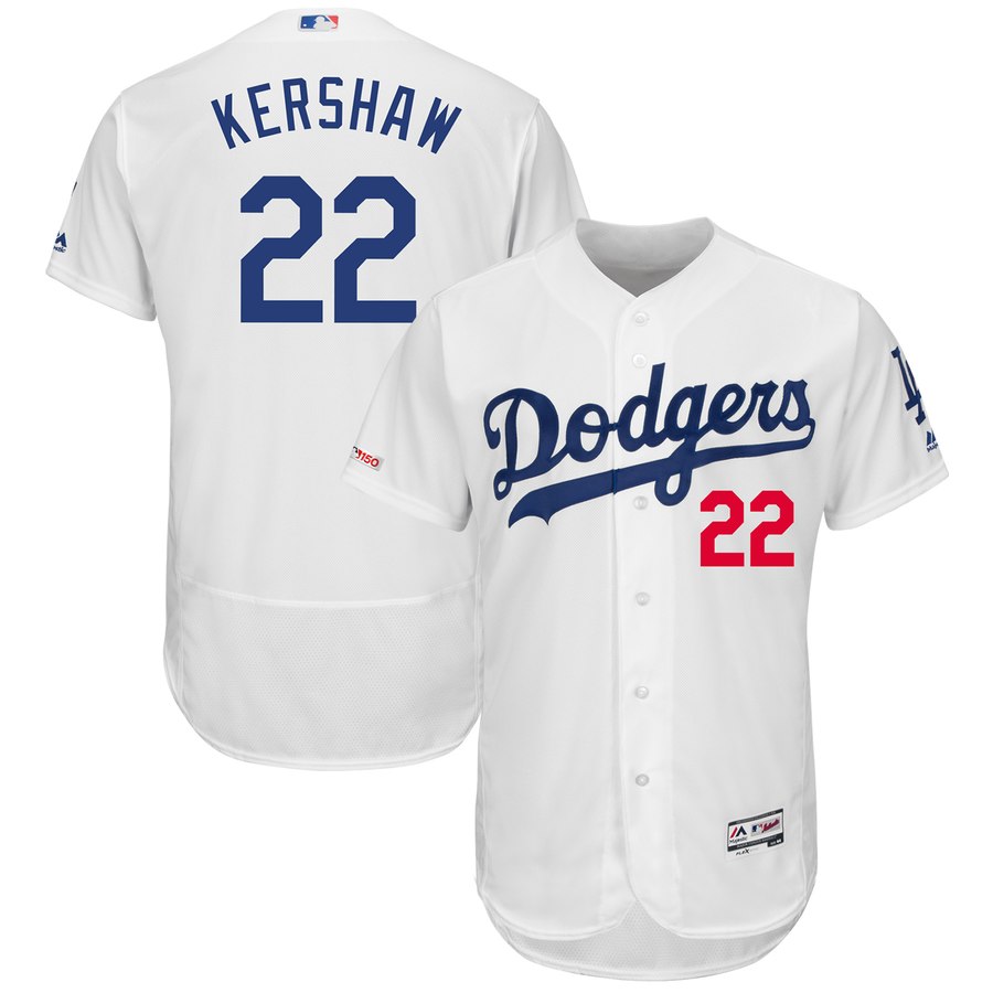 Dodgers 22 Clayton Kershaw White 150th Patch Flexbase Jersey