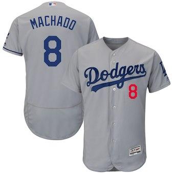 Men's Los Angeles Dodgers 8 Manny Machado Gray Flexbase Jersey