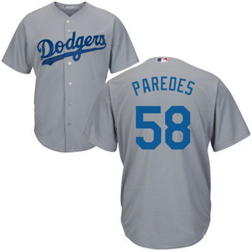 Men's Los Angeles Dodgers #58 Edward Paredes Gray Stitched MLB Majestic Cool Base Jersey