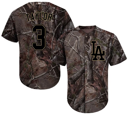 Dodgers #3 Chris Taylor Camo Realtree Collection Cool Base Stitched Baseball Jersey