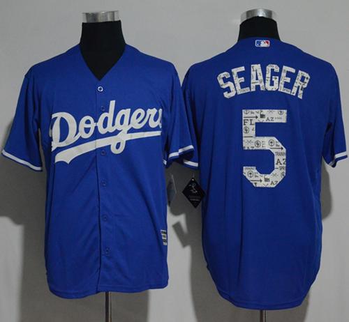 Dodgers #5 Corey Seager Blue 2017 Spring Training Cool Base Stitched MLB Jersey