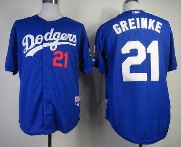 Los Angeles Dodgers #21 Zack Greinke Blue New Cool Base Stitched Baseball Jersey