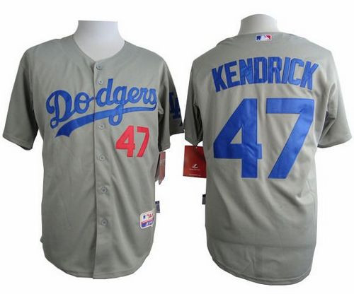 Los Angeles Dodgers #47 Howie Kendrick Grey Cool Base Stitched Baseball Jersey