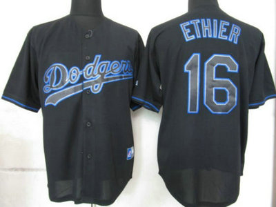 MLB Los Angeles Dodgers 16 Ethier Black Fashion Jersey