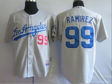 MLB Jerseys Los Angeles Dodgers 99 Manny Ramirez Grey