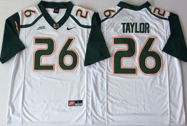 Miami Hurricanes 26 Sean Taylor White Nike College Football Jersey