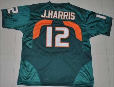 hurricanes #12 jacory harris green embroidered ncaa jerseys