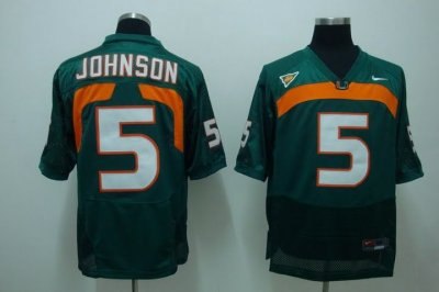 hurricanes #5 andre johnson green embroidered ncaa jersey