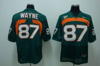 hurricanes #87 reggie wayn green embroidered ncaa jersey