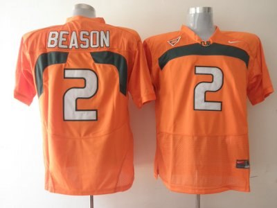 hurricanes #2 jon beason orange embroidered ncaa jerseys