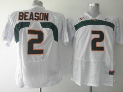 hurricanes #2 jon beason white embroidered ncaa jerseys