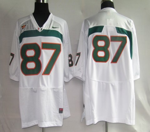 miami hurricanes jersey ncaa jerseys 87# white jersey