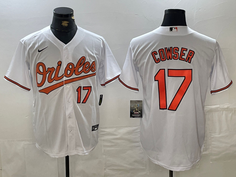 Men's Baltimore Orioles #17 Cowser White 2024 Home Limited Cool Base Stitched Baseball Jersey 1