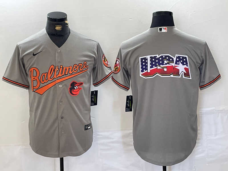 men's baltimore orioles gray team big logo cool base stitched jersey 2_副本