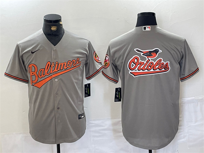 Men's Baltimore Orioles Gray Team Big Logo Cool Base Stitched Jersey 1