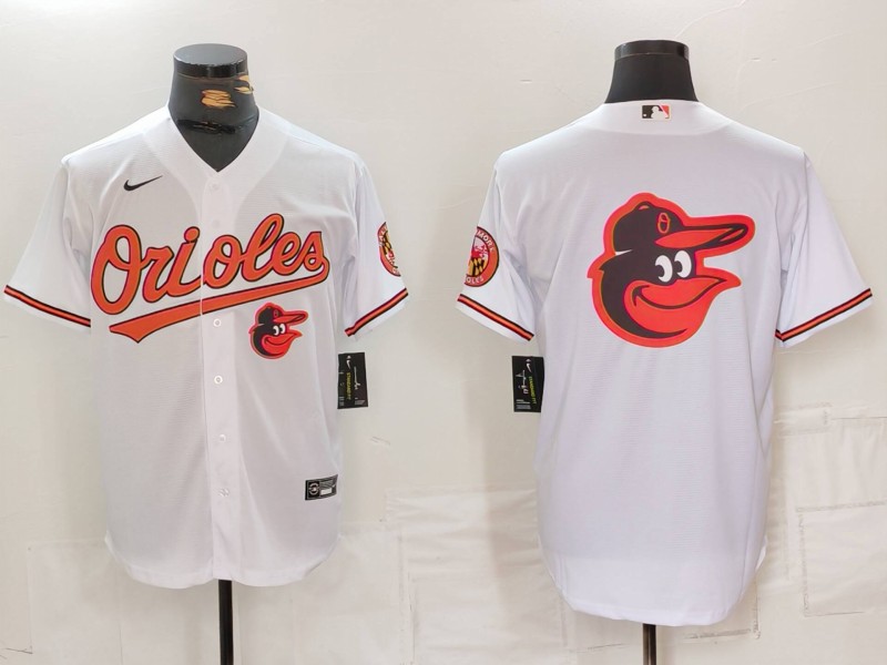 Men's Baltimore Orioles Big Logo White 2024 Home Limited Cool Base Stitched Baseball Jersey 2