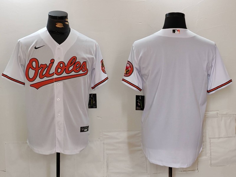 Men's Baltimore Orioles Blank White 2024 Home Limited Cool Base Stitched Baseball Jersey 2