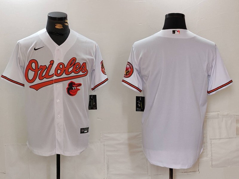 Men's Baltimore Orioles Blank White 2024 Home Limited Cool Base Stitched Baseball Jersey