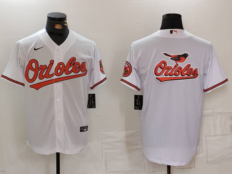 Men's Baltimore Orioles Big Logo White 2024 Home Limited Cool Base Stitched Baseball Jersey 3