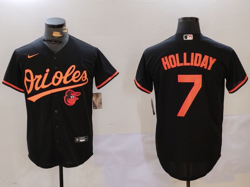 Men's Baltimore Orioles #7 Jackson Holliday Black Cool Base Stitched Baseball Jersey 5