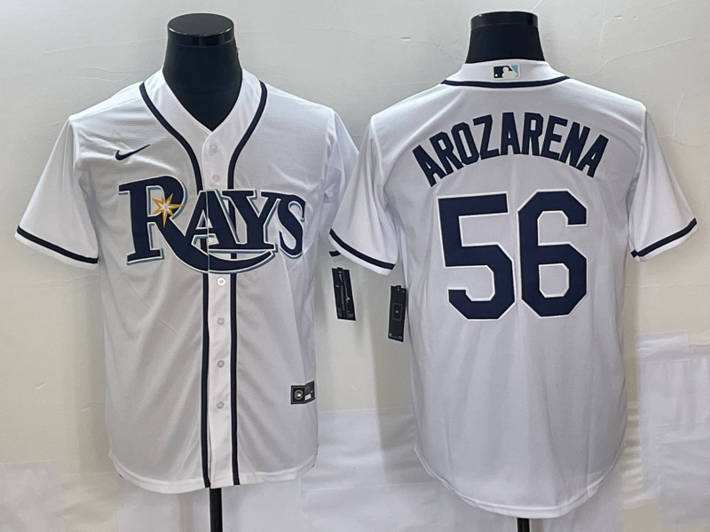 Men's Tampa Bay Rays #56 Randy Arozarena White Cool Base Stitched Baseball Jersey 2