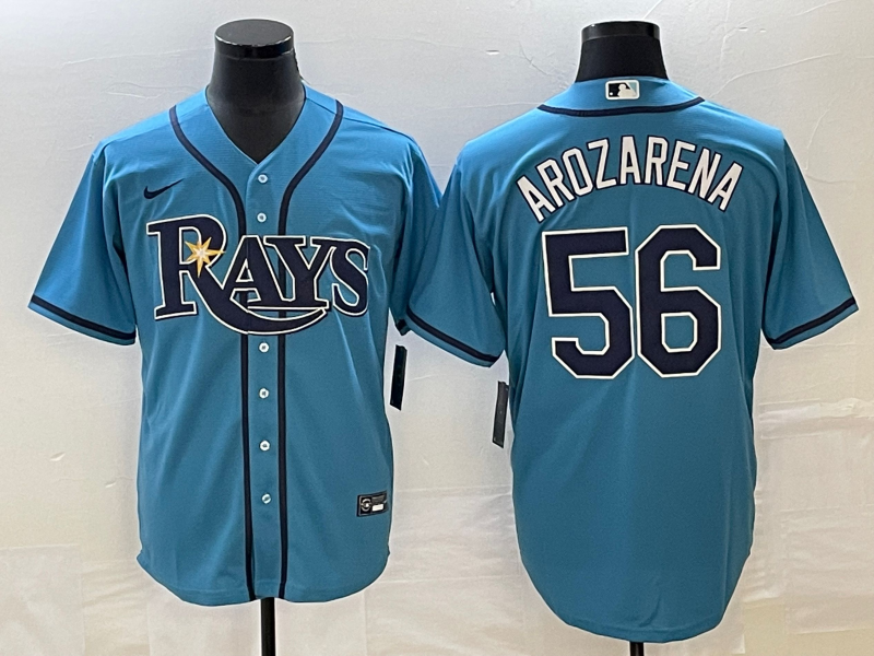 Men's Tampa Bay Rays #56 Randy Arozarena Blue Cool Base Stitched Baseball Jersey 2