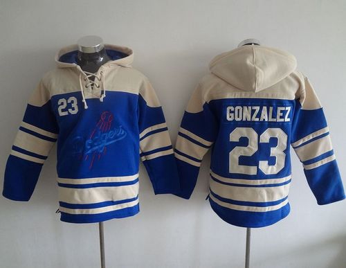 Dodgers #23 Adrian Gonzalez Blue Sawyer Hooded Sweatshirt MLB hoodies