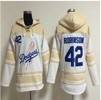 Los Angeles Dodgers #42 Jackie Robinson White Sawyer Hooded Sweatshirt Baseball Hoodie