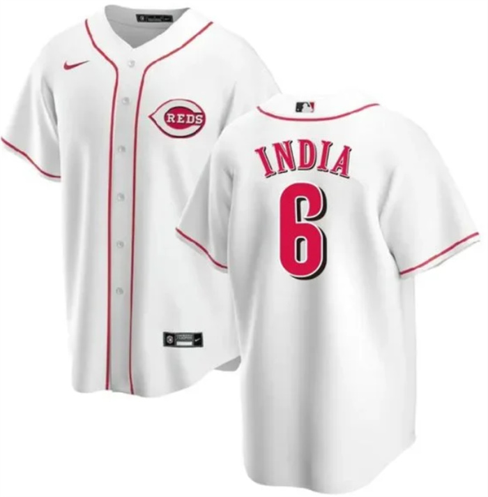 Men's Cincinnati Reds #6 Jonathan India White Cool Base Stitched Baseball Jersey