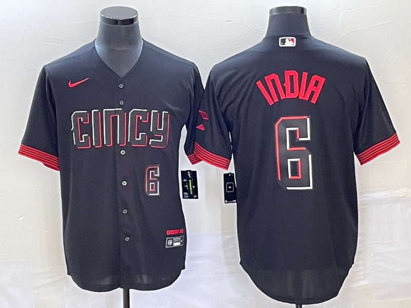 Men's Cincinnati Reds #6 Jonathan India Black 2023 City Connect With Patch Stitched Jersey 6