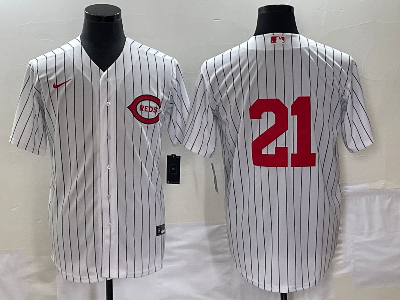 Men's Cincinnati Reds #21 Hunter Greene White Field Of Dreams Stitched Baseball Jersey