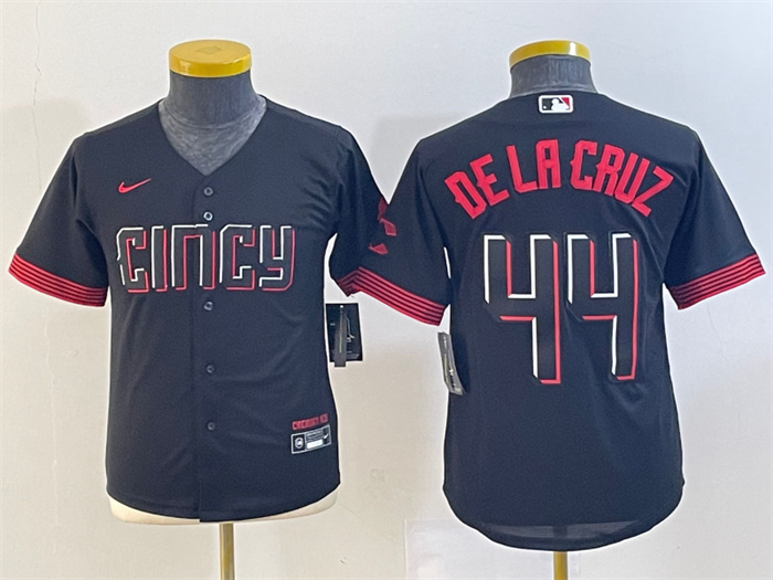 Men's Cincinnati Reds #44 Elly De La Cruz Black 2023 City Connect Stitched Baseball Jersey(Run Small)