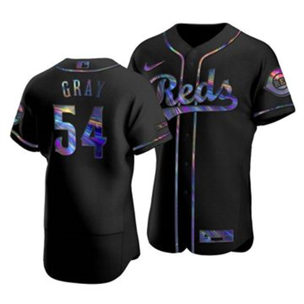 Cincinnati Reds #54 Sonny Gray Men's Nike Iridescent Holographic Collection MLB Jersey - Black