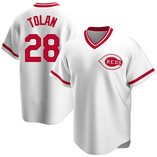 Reds 8 Bobby Tolan White Throwback Cool Base Jersey