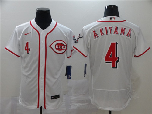 Reds 4 Shogo Akiyama White 2020 Nike Flexbase Jersey