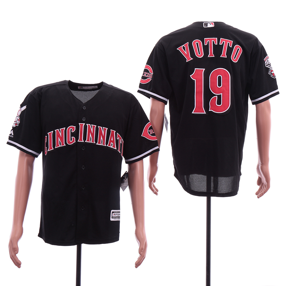 Reds 19 Joey Votto Black Cool Base Jersey