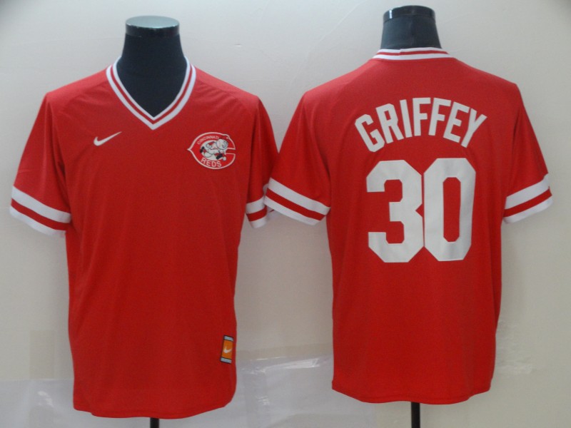 Reds 30 Ken Griffey Jr Red Throwback Jersey